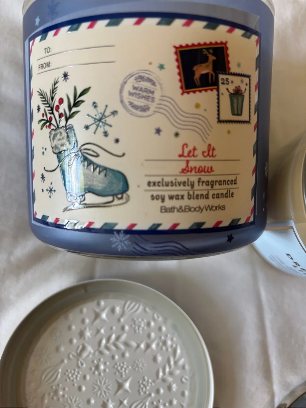 Bath & Body Works Navy and White Holiday Jar Candle Duo
